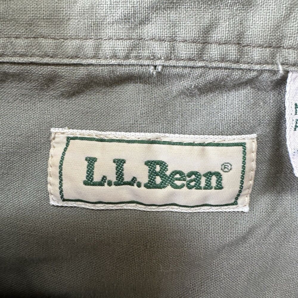 Vintage 90’s LL Bean Safari Long Sleeve Button Down Shirt Medium Grey Utility - Picture 3 of 9
